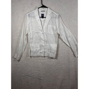 White GAP Mens Linen Blazer Jacket Casual Style Button Closure Size Small Lightw